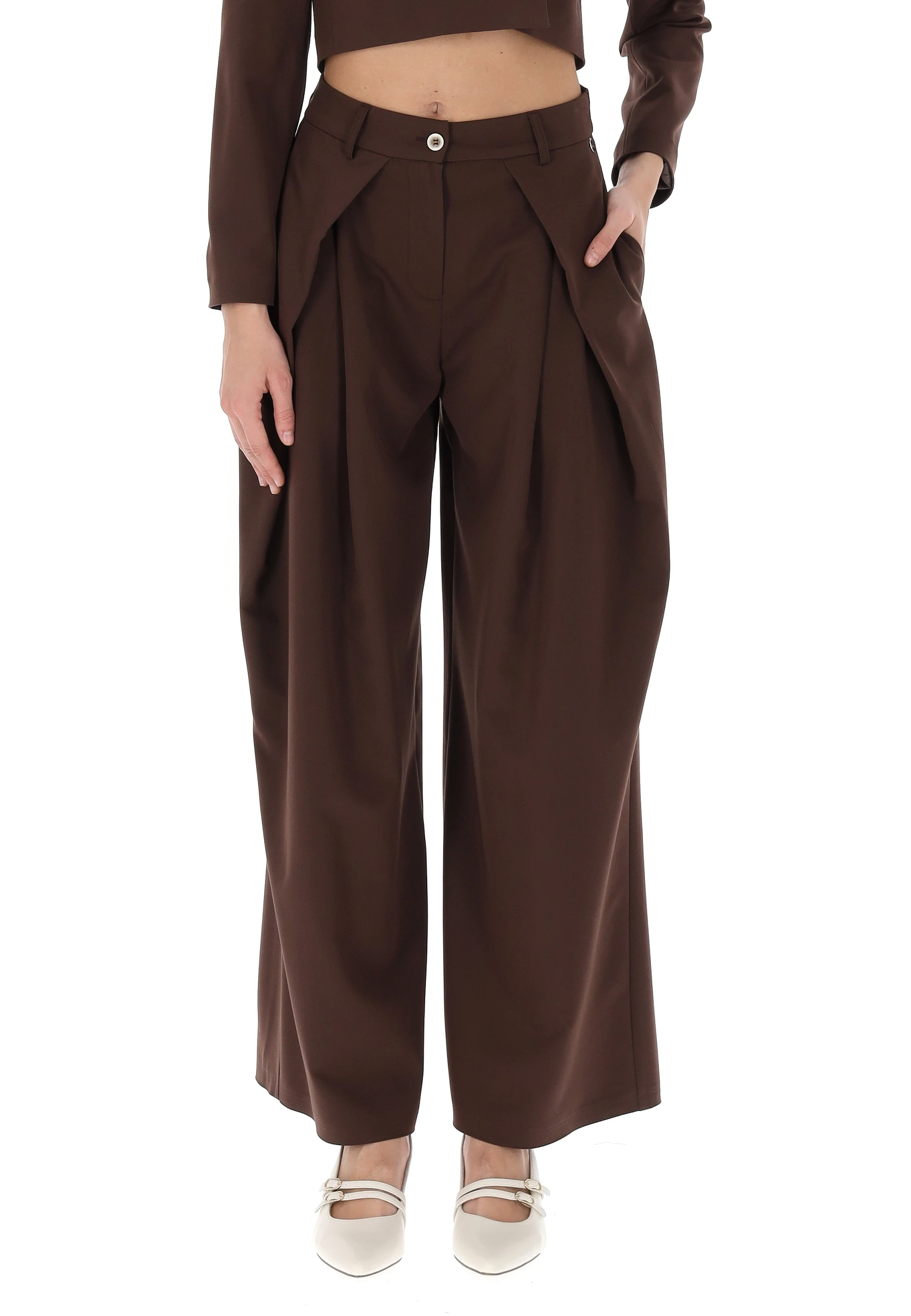 Pantalone con pinces ampie èks